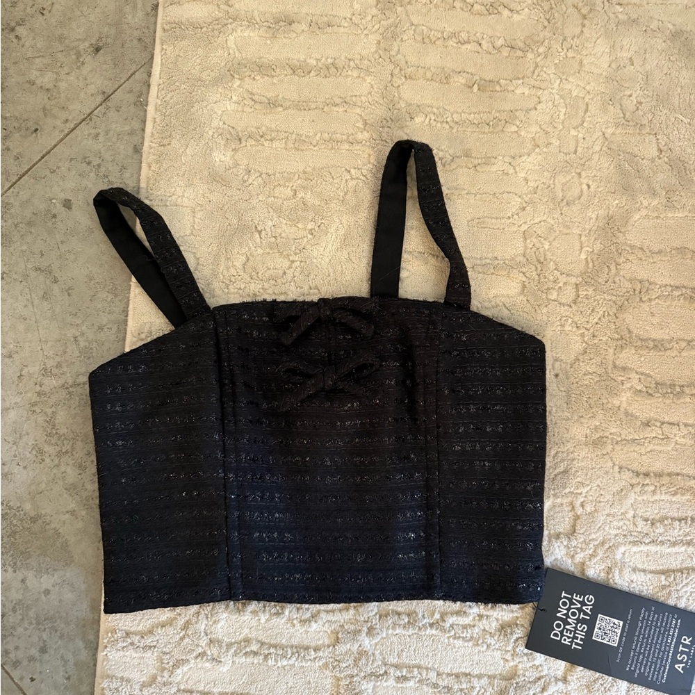 Astr Midnight Lace Crop Top